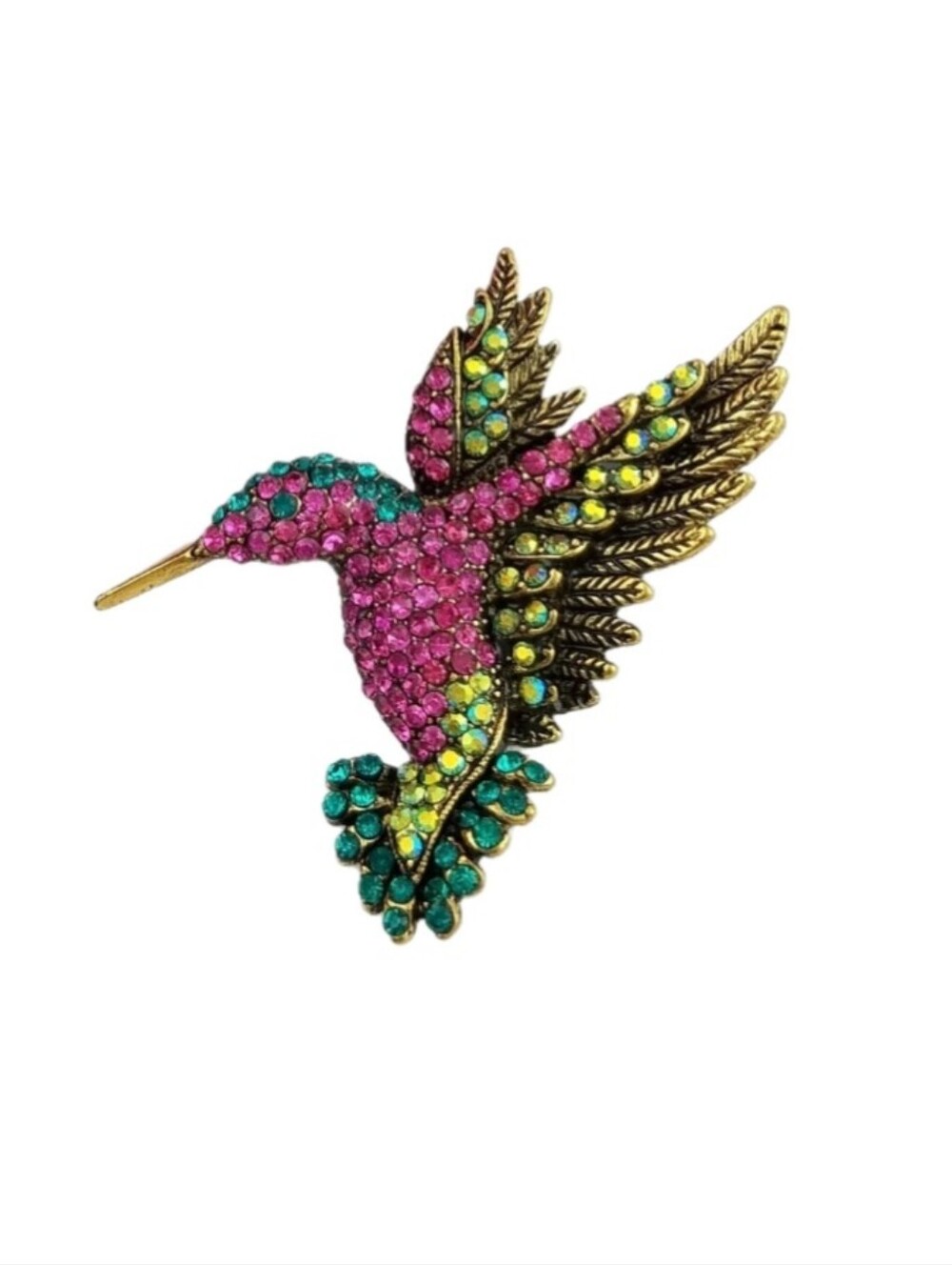 Hummingbird Crystal Brooch